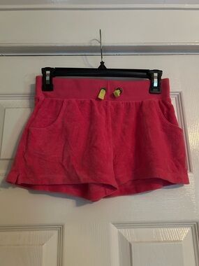 Kids Xhilaration Pink Terry Knit Athletic Shorts with Neon Yellow Drawstring